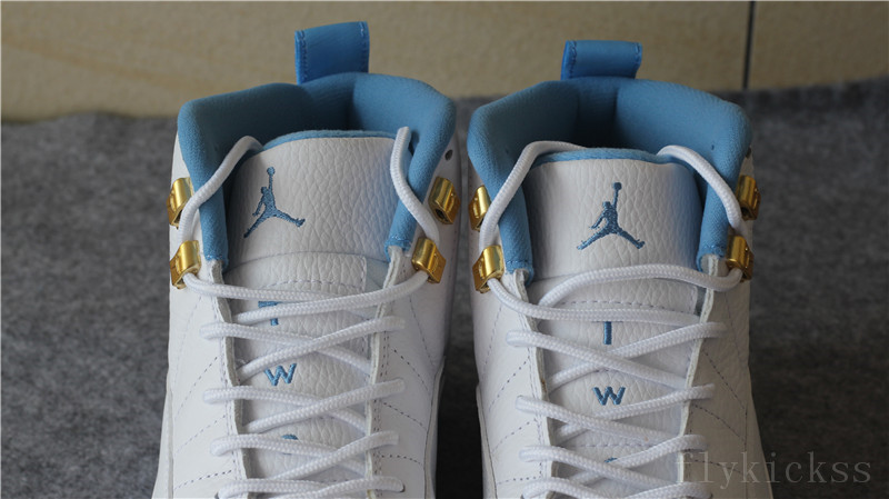 Authentic Air Jordan 12 Melo White University Blue